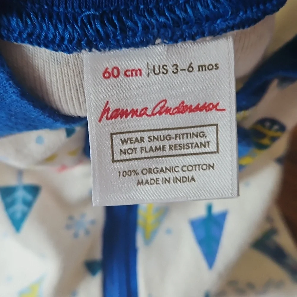 Hanna Andersson Christmas Zip Up Onesie Train Print 3-6‎ Month